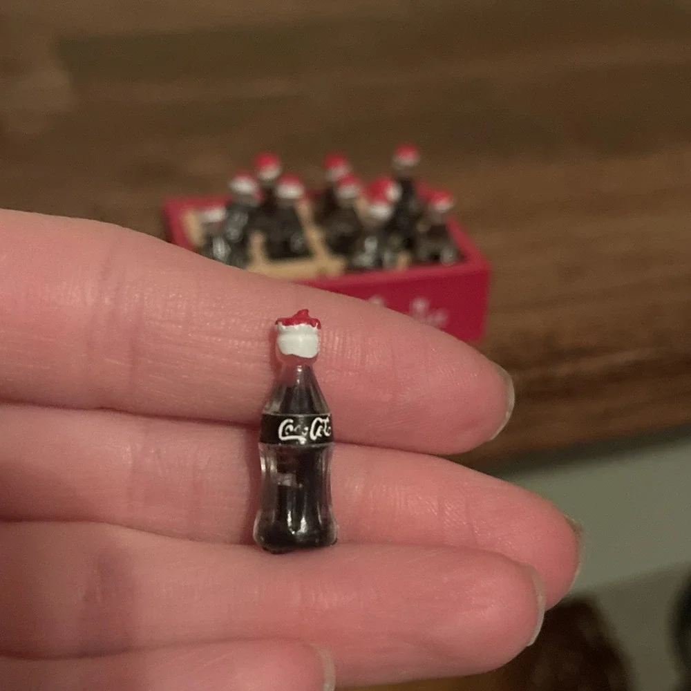 Dollhouse Miniature Drink Coca Cola 12 Bottle Wooden Crate Coke Soda Accessories